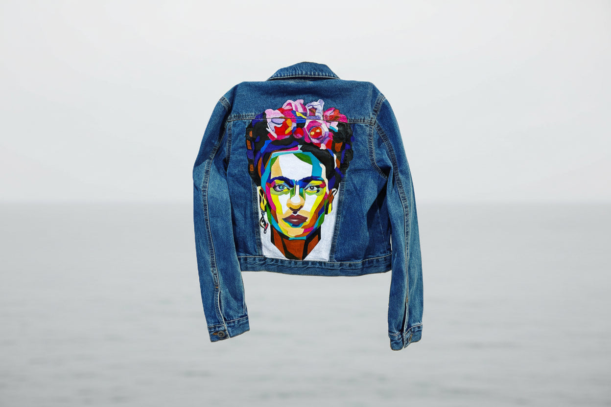 Hand painted Frida Kahlo Icon Bluejeans Jacket