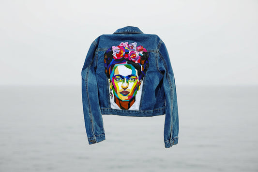 Hand painted Frida Kahlo Icon Bluejeans Jacket